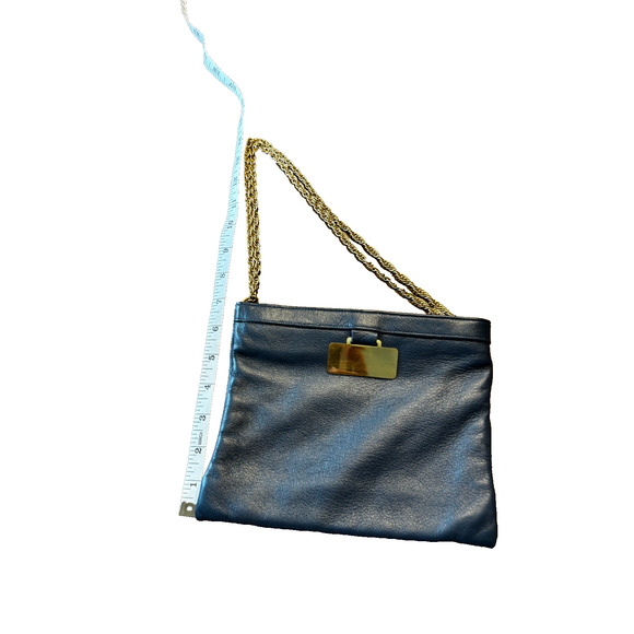 Vintage Triangle New York Navy Blue and Gold Purse Handbag - Picture 2 of 5